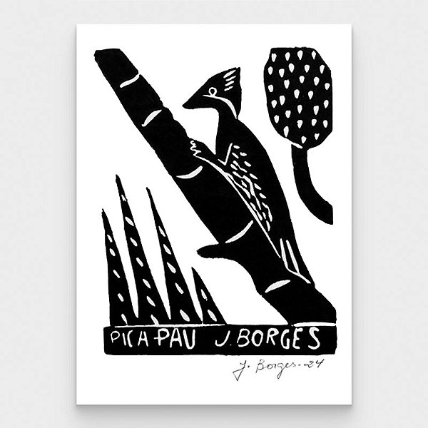 Xilogravura Pica-Pau P - assinada por J. Borges - PE (Última peça)