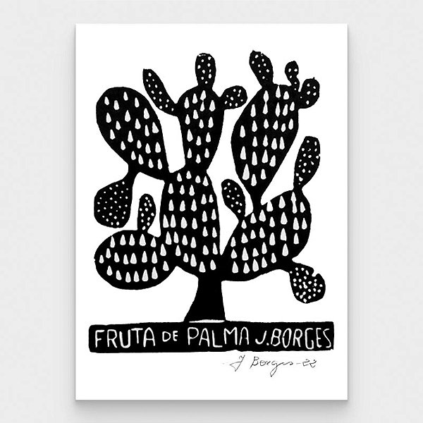 Xilogravura Fruta de Palma P - assinada por J. Borges - PE (Última peça)