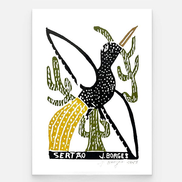Xilogravura Sertão M - assinada por J. Borges - PE (Última Peça)