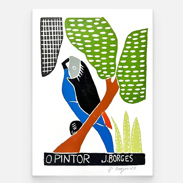 Xilogravura O Pintor M - assinada por J. Borges - PE (Última Peça)