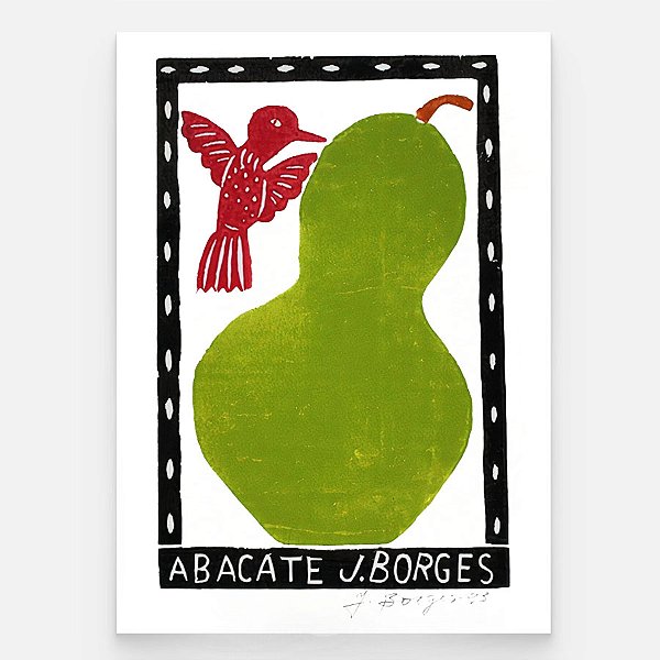 Xilogravura Abacate P - assinada por J. Borges - PE (Última Peça)