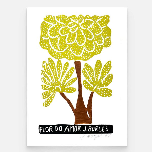 Xilogravura Flor do Amor P - assinada por J. Borges - PE (Última peça)