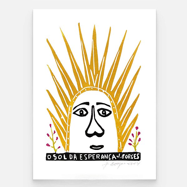 Xilogravura O Sol da Esperança M - assinada por J. Borges - PE (Última Peça)