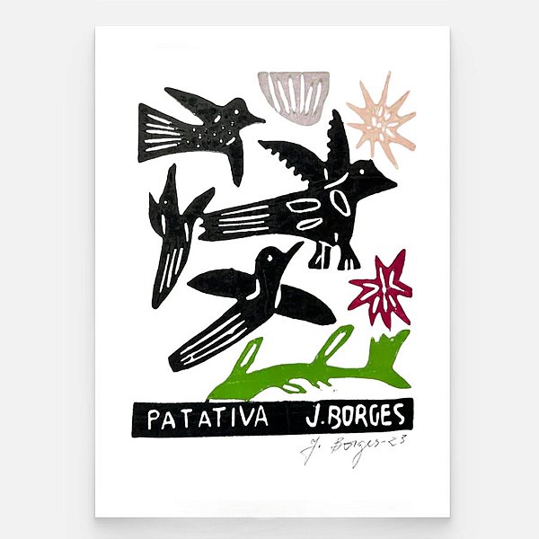 Xilogravura Patativa P - assinada por J. Borges - PE (Última Peça)