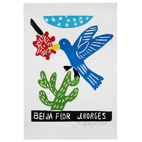 Xilogravura "Beija Flor" P - J. Borges - PE