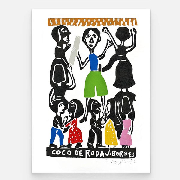 Xilogravura Coco de Roda P - assinada por J. Borges - PE (Ultima peça)