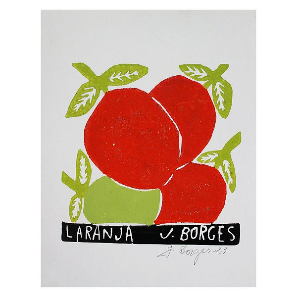 Xilogravura "Laranja" P - J. Borges - PE