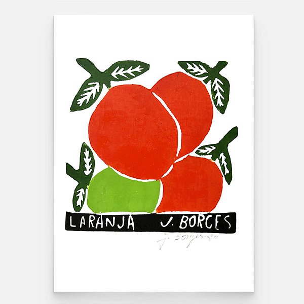Xilogravura Laranja P - assinada por J. Borges - PE (Última Peça)