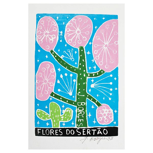 Xilogravura "Flores do Sertão" P - J. Borges - PE