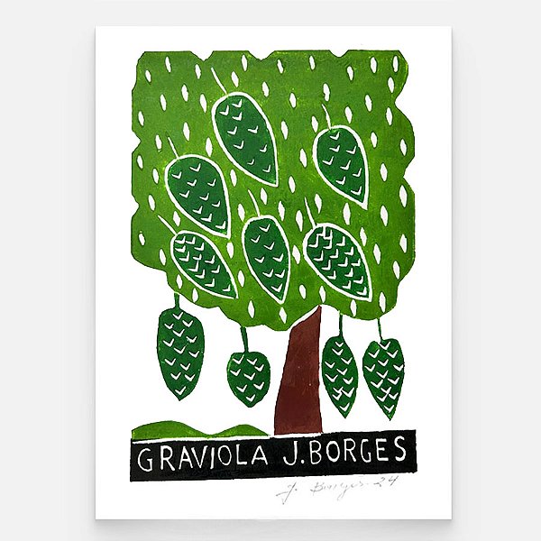 Xilogravura Graviola P - assinada por J. Borges - PE (Última Peça)