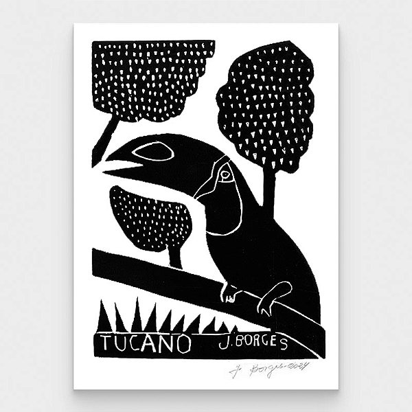 Xilogravura Tucano M - assinada por J. Borges - PE (Última Peça)