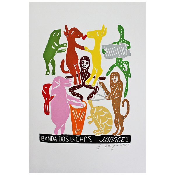 Xilogravura "Banda dos Bichos" M - J. Borges - PE