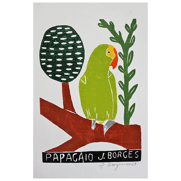 Xilogravura "Papagaio" M - J. Borges - PE
