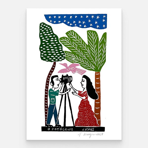 Xilogravura O Fotógrafo G - assinada por J. Borges - PE (Raridade)