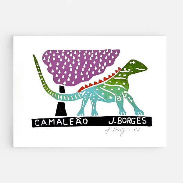 Xilogravura Camaleão P - assinada por J. Borges - PE (Última peça)