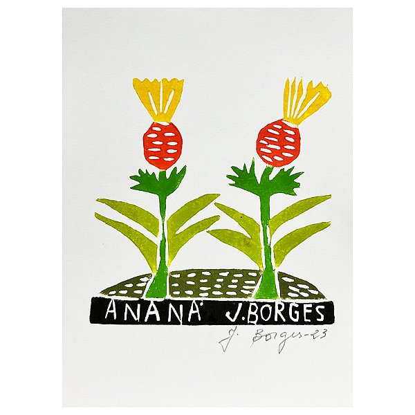 Xilogravura "Ananá" P - J. Borges - PE