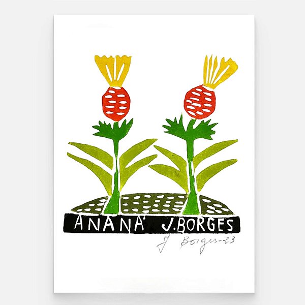 Xilogravura Ananá P - assinada por J. Borges - PE (Última Peça)