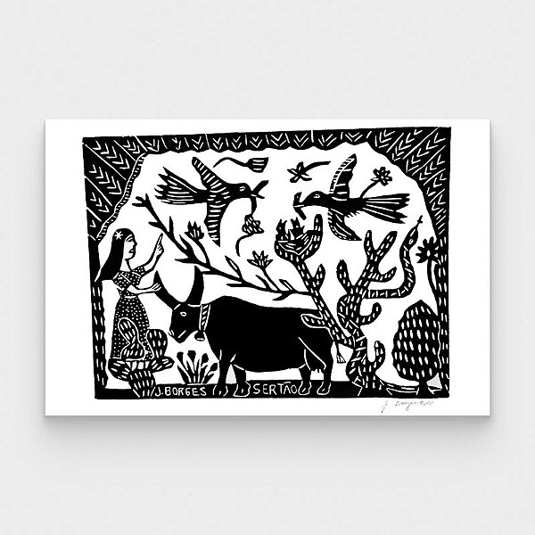 Xilogravura Sertão G - assinada por J. Borges - PE (Última Peça)