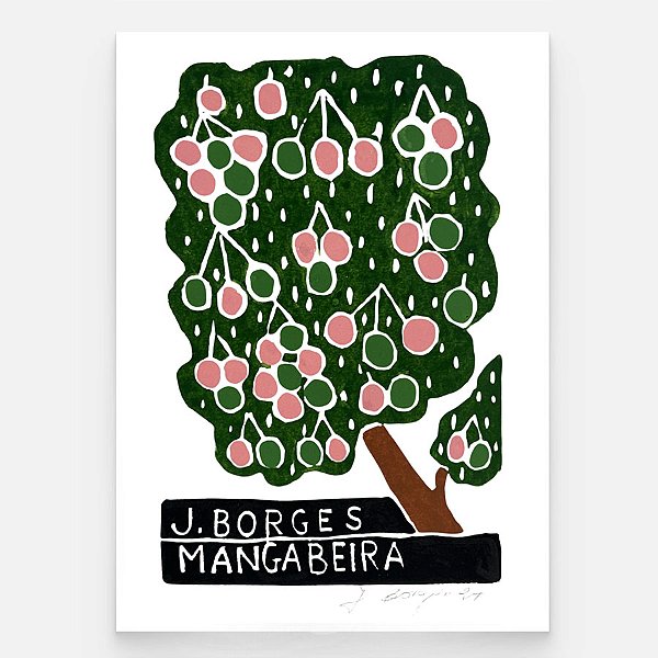 Xilogravura Mangabeira P - assinada por J. Borges - PE (Raridade)