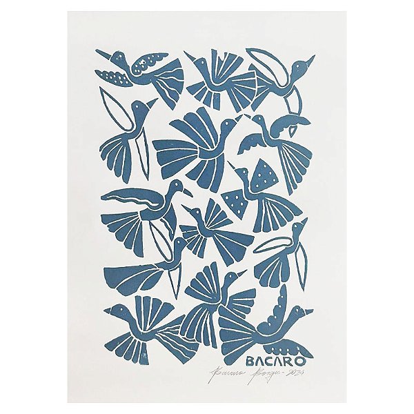 Xilogravura Pássaros Coloridos 6 P - Bacaro Borges - PE