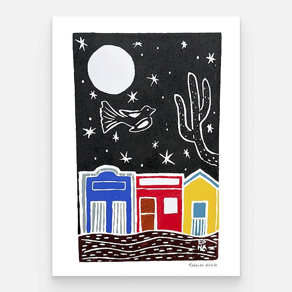 Xilogravura "Noite" P - Edna - PE