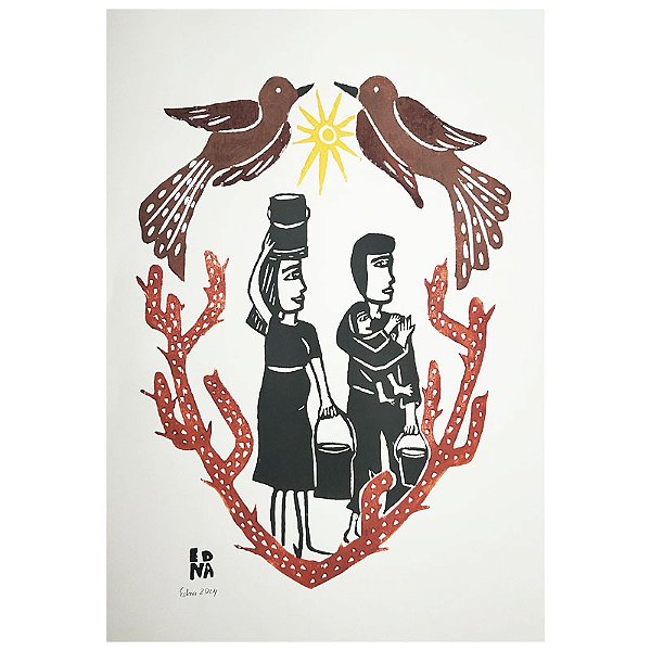 Xilogravura "Retirante" M - Edna - PE