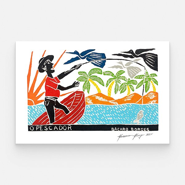 Xilogravura O Pescador M - Bacaro Borges - PE