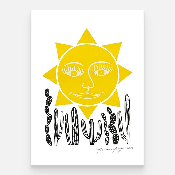 Xilogravura Sol P - Bacaro Borges - PE