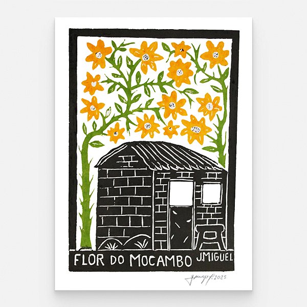 Xilogravura "Flor do Mocambo Amarelo" M - J. Miguel - PE