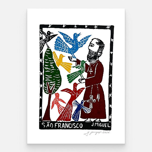 Xilogravura "São Francisco" M - J. Miguel - PE