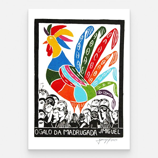 Xilogravura "O Galo da Madrugada" M - J. Miguel - PE