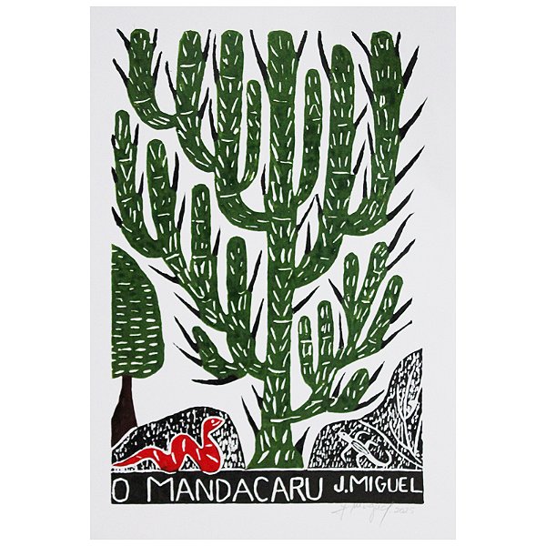 Xilogravura "O Mandacaru" M - J. Miguel - PE