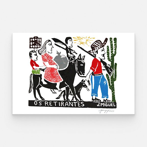 Xilogravura "Os Retirantes" M - J. Miguel - PE
