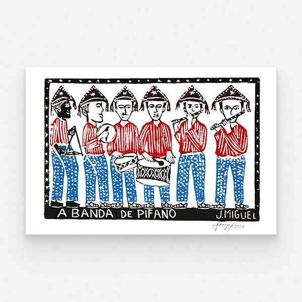 Xilogravura "A Banda de Pífano" M - J. Miguel - PE