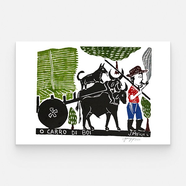 Xilogravura "O Carro de Boi" M - J. Miguel - PE