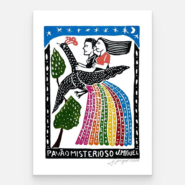 Xilogravura "O Pavão Misterioso" M - J. Miguel - PE