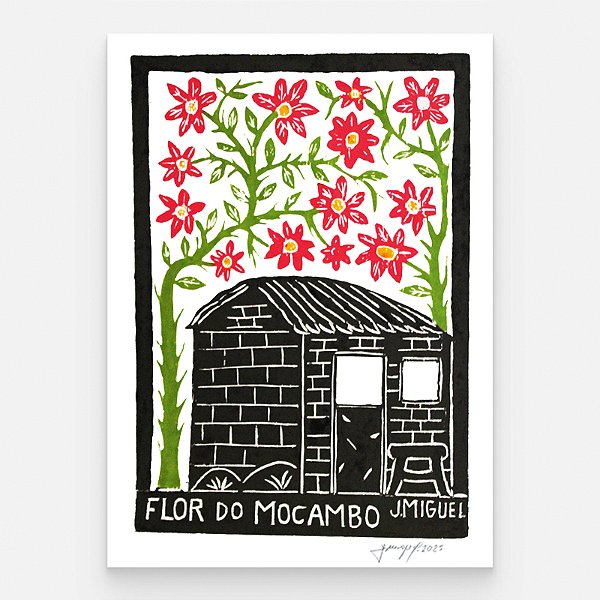 Xilogravura "Flor do Mocambo" M - J. Miguel - PE