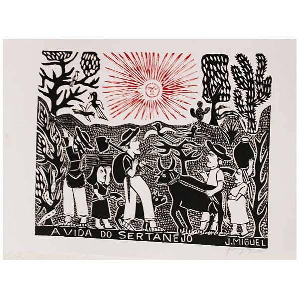 Xilogravura "A Vida do Sertanejo" G - J. Miguel - PE