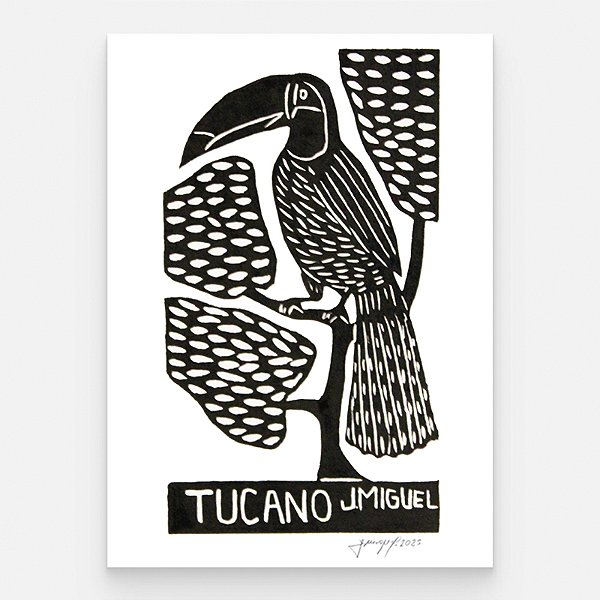 Xilogravura "Tucano" P - J. Miguel - PE