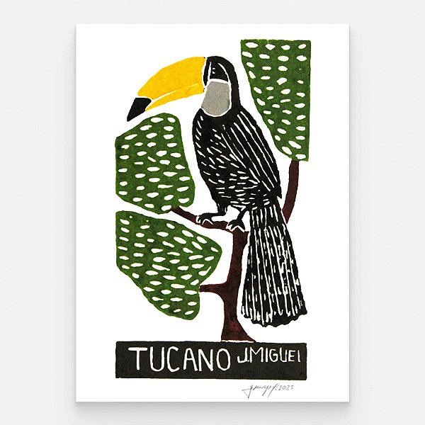 Xilogravura "Tucano" P - J. Miguel - PE
