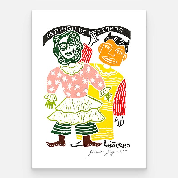 Xilogravura Papangu de Bezerros P - Bacaro Borges - PE