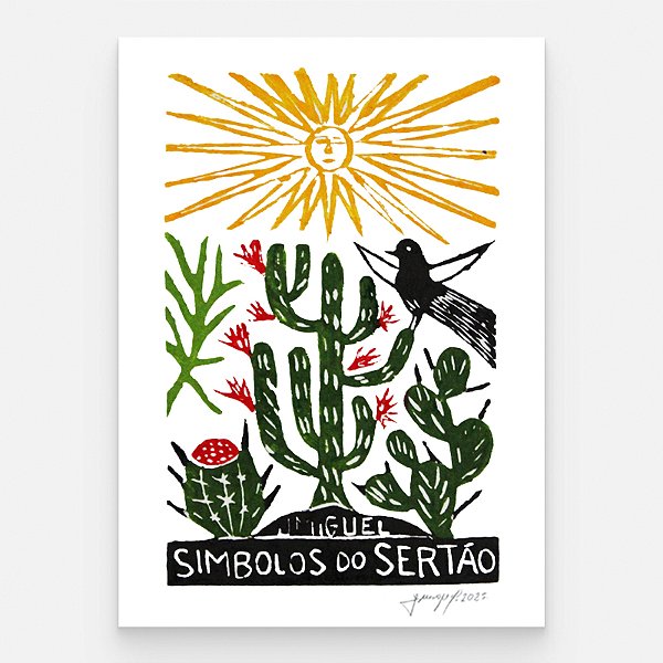 Xilogravura ''Símbolos do Sertão" P - J. Miguel - PE