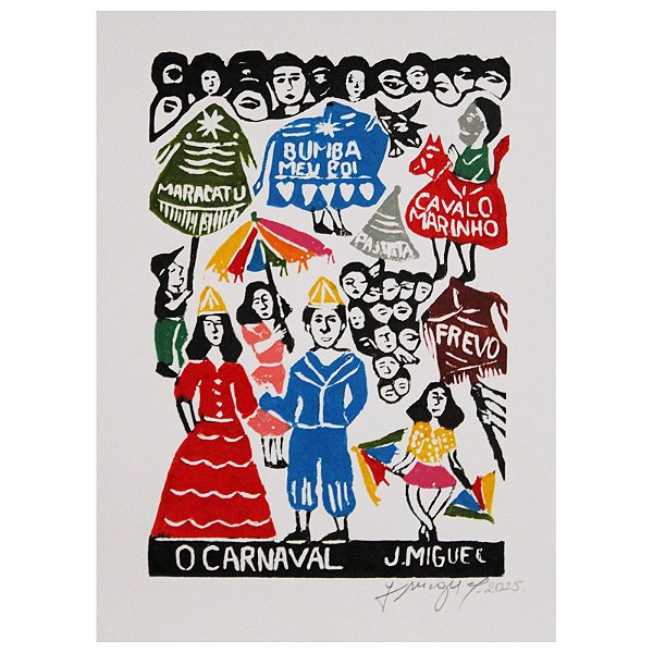 Xilogravura ''O Carnaval" P - J. Miguel - PE