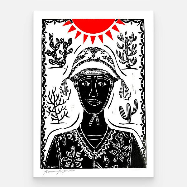 Xilogravura Nordestino M - Bacaro Borges - PE