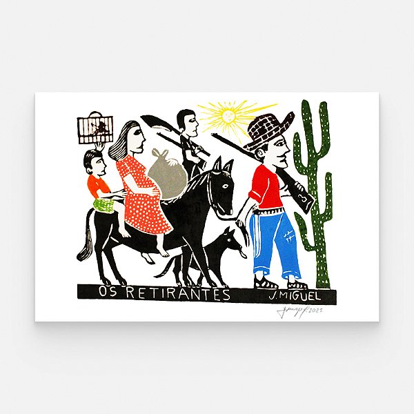 Xilogravura ''Os Retirantes" G - J. Miguel - PE