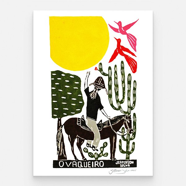 Xilogravura ''O Vaqueiro" G - Jefferson Silva - PE