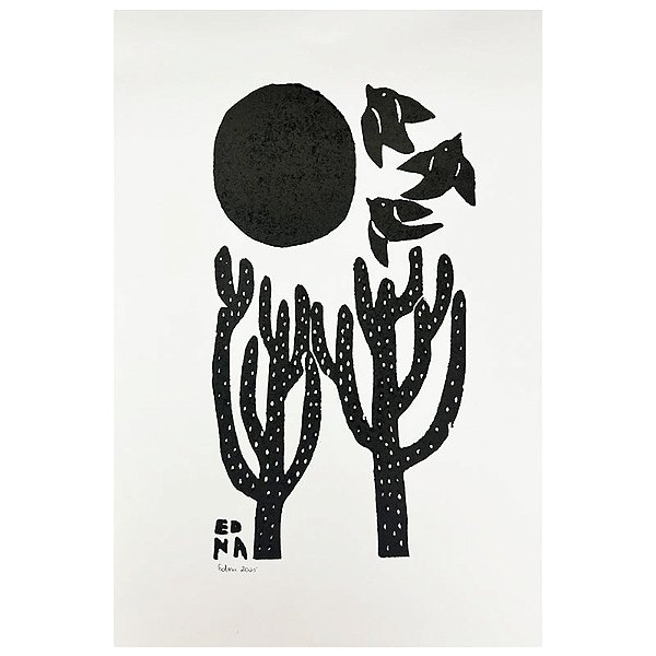 Xilogravura "Paisagem Sertaneja" P - Edna - PE