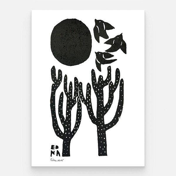 Xilogravura "Paisagem Sertaneja" P - Edna - PE
