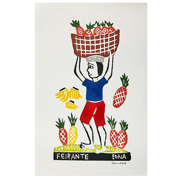 Xilogravura "Feirante" P - Edna - PE