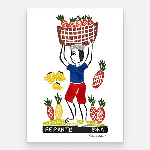 Xilogravura "Feirante" P - Edna - PE